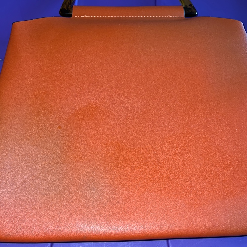 Topshop Orange Tortoise Shell Handle Small Tote P… - image 7